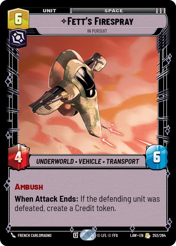 Fett's Firespray - In Pursuit 252/264 A Lawless Time Star Wars card