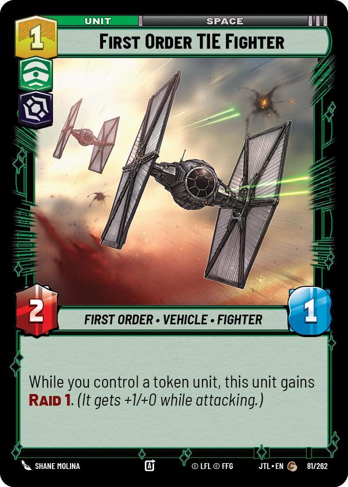 First Order TIE Fighter 081/262 Jump to Lightspeed Star Wars card