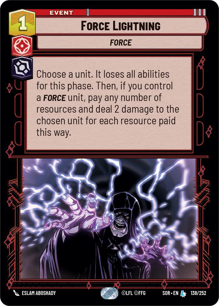Force Lightning 138/252 Spark of Rebellion Star Wars card