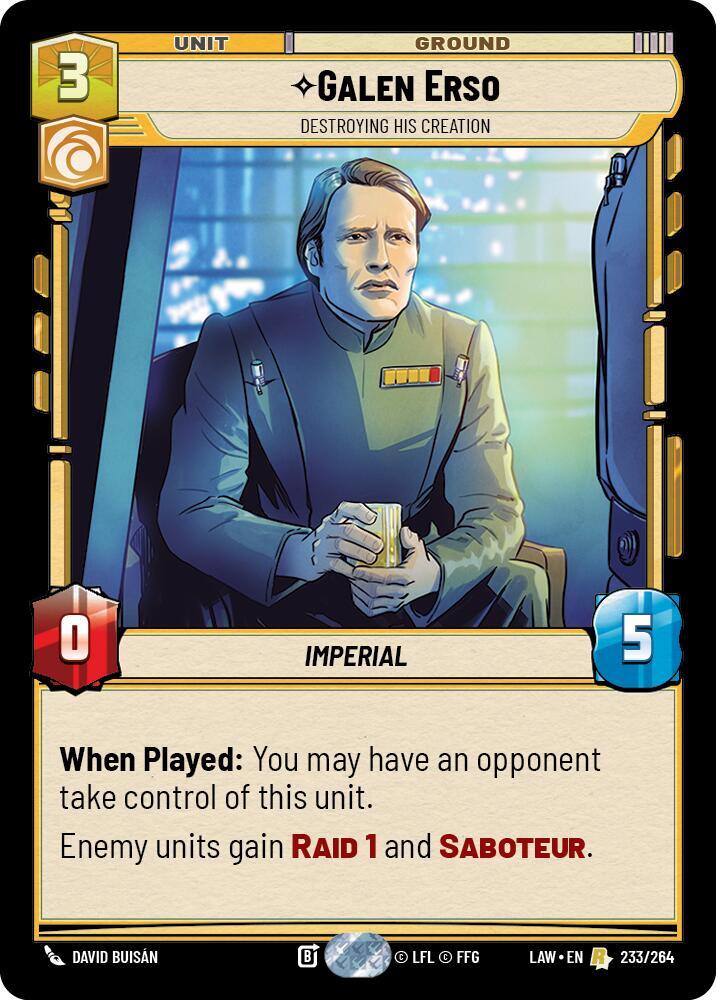 Galen Erso - Destroying His Creation 233/264 A Lawless Time Star Wars card