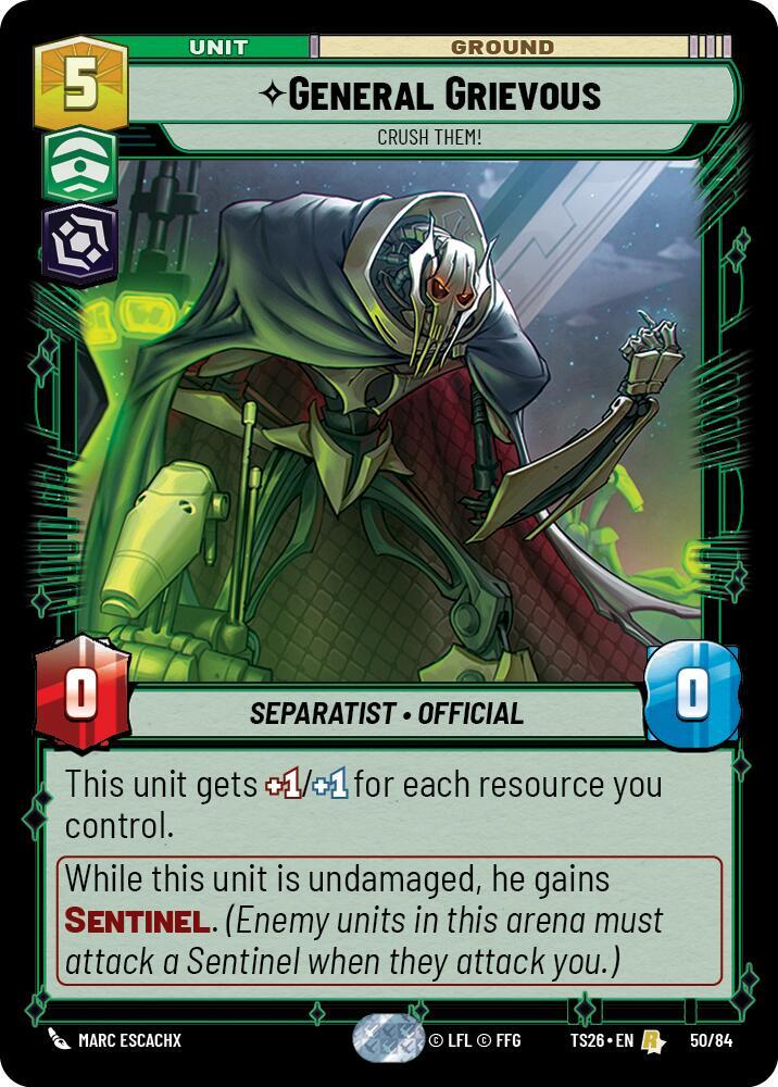 General Grievous - Crush Them! 50/84 Twin Suns Star Wars card