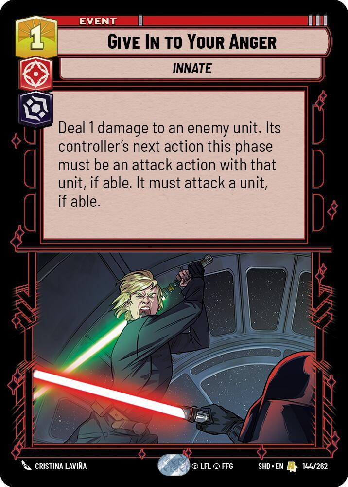 Give In to Your Anger 144/262 Shadows of the Galaxy Star Wars card