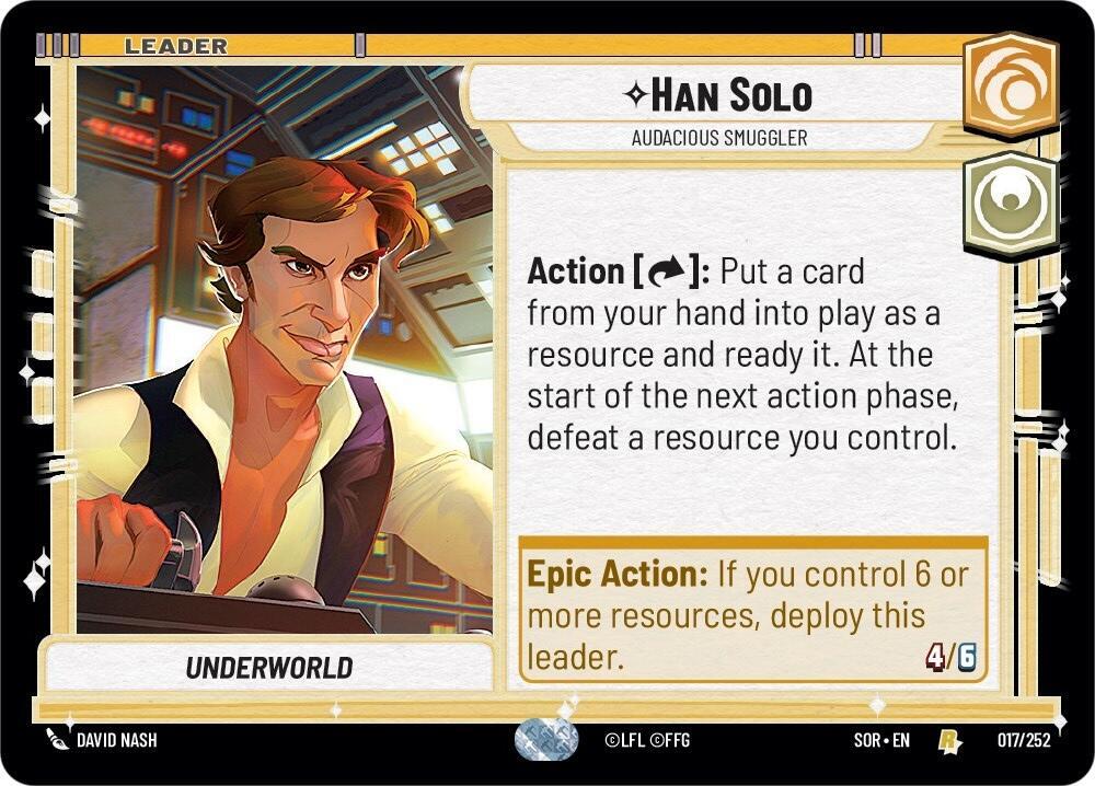 Han Solo - Audacious Smuggler 017/252 Spark of Rebellion Star Wars card