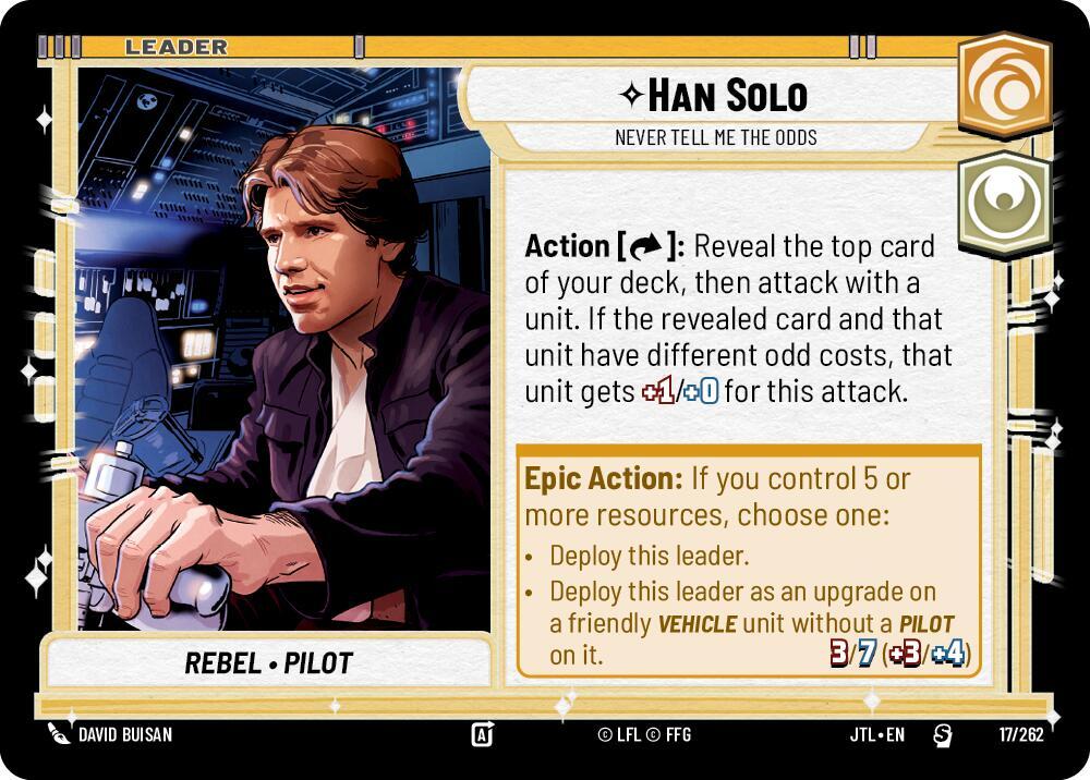 Han Solo - Never Tell Me the Odds 017/262 Jump to Lightspeed Star Wars card