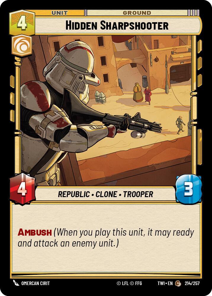 Hidden Sharpshooter 214/257 Twilight of the Republic Star Wars card