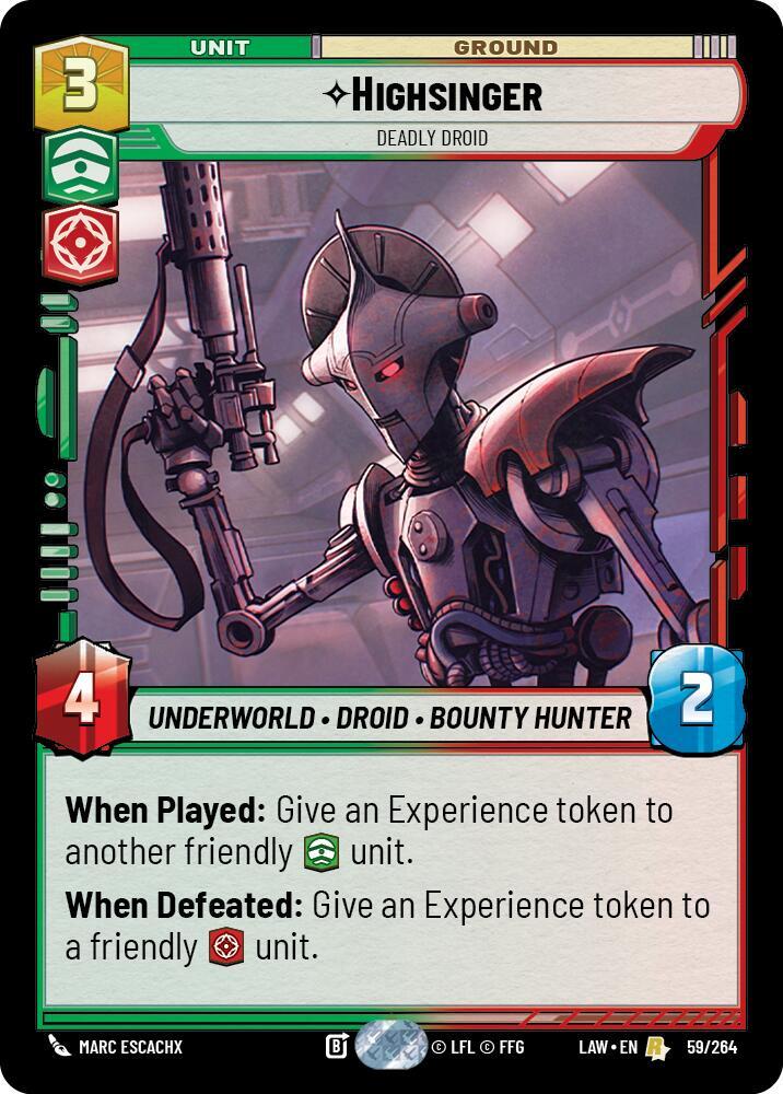 Highsinger - Deadly Droid 59/264 A Lawless Time Star Wars card