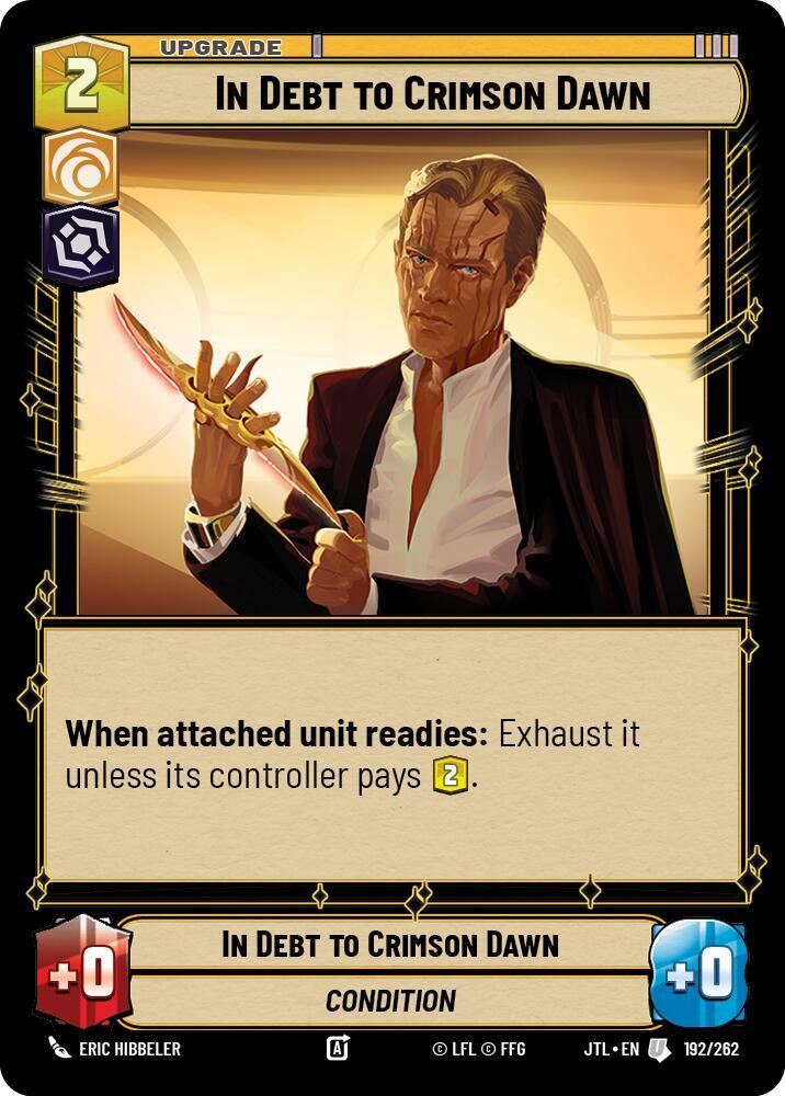 In Debt to Crimson Dawn 192/262 Jump to Lightspeed Star Wars card