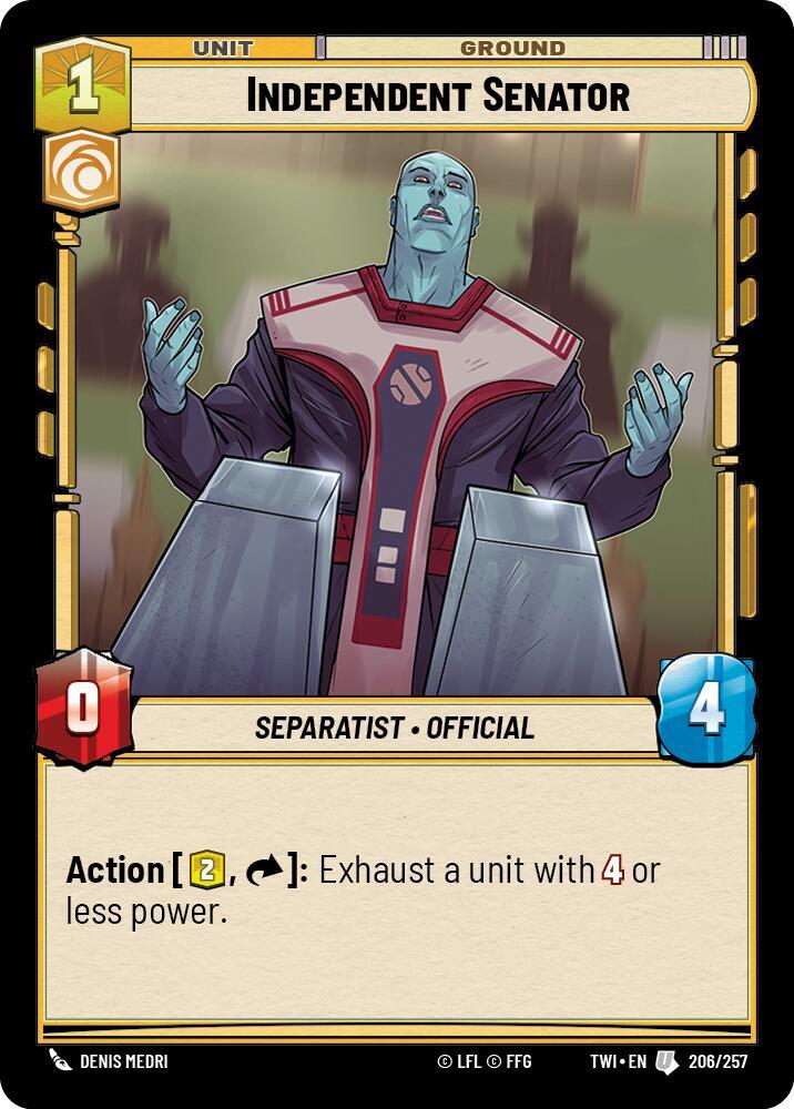 Independent Senator 206/257 Twilight of the Republic Star Wars card