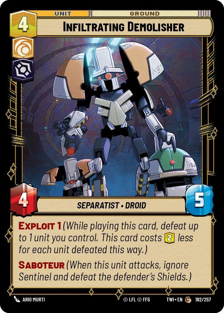 Infiltrating Demolisher 182/257 Twilight of the Republic Star Wars card