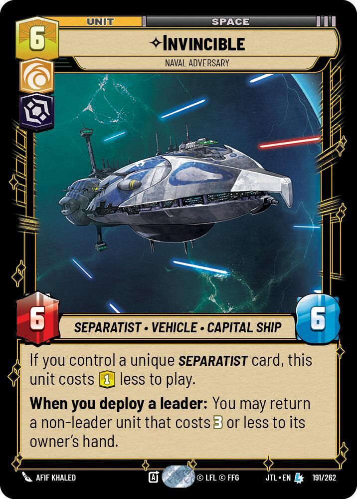 Invincible - Naval Adversary 191/262 Jump to Lightspeed Star Wars card