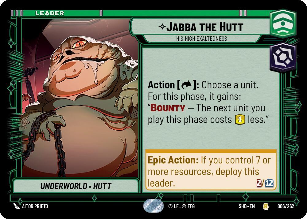 Jabba the Hutt - His High Exaltedness 006/262 Shadows of the Galaxy Star Wars card