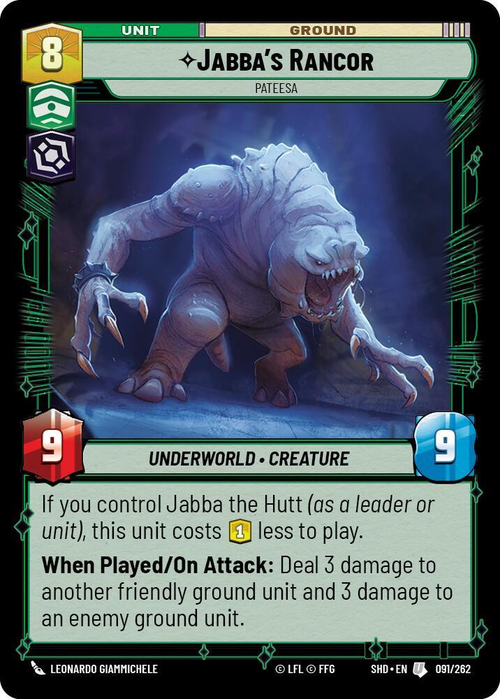 Jabba's Rancor - Pateesa 091/262 Shadows of the Galaxy Star Wars card