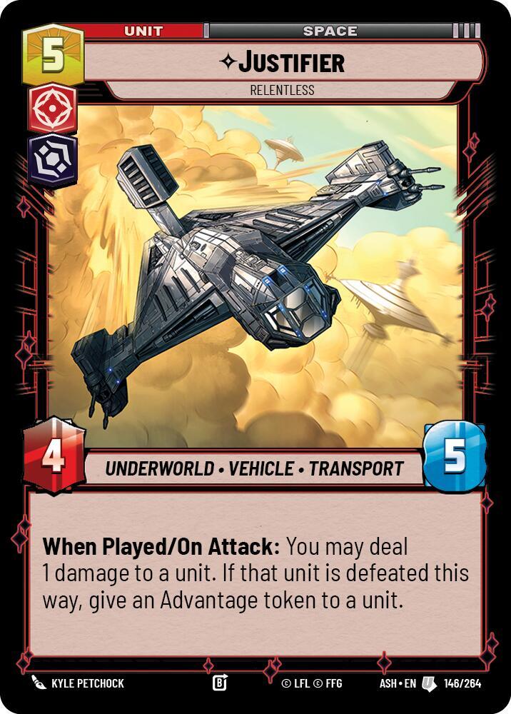 Justifier - Relentless 146/264 Ashes of the Empire Star Wars card