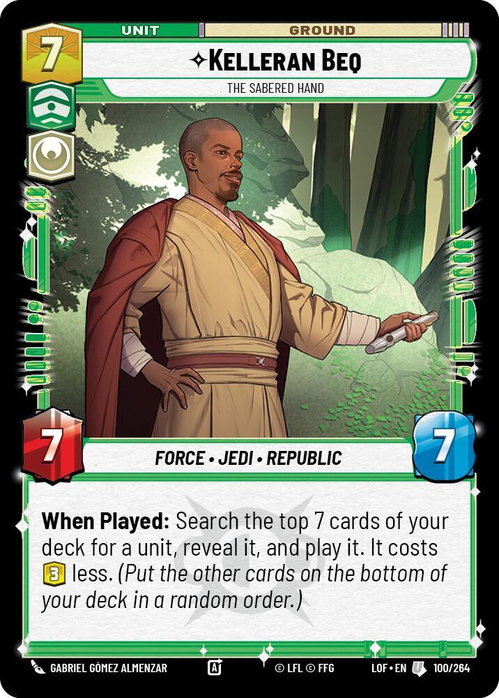 Kelleran Beq - The Sabered Hand 100/264 Legends of the Force Star Wars card