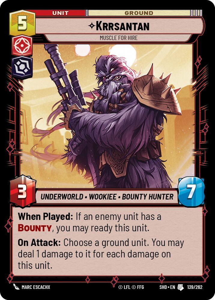 Krrsantan - Muscle for Hire 139/262 Shadows of the Galaxy Star Wars card