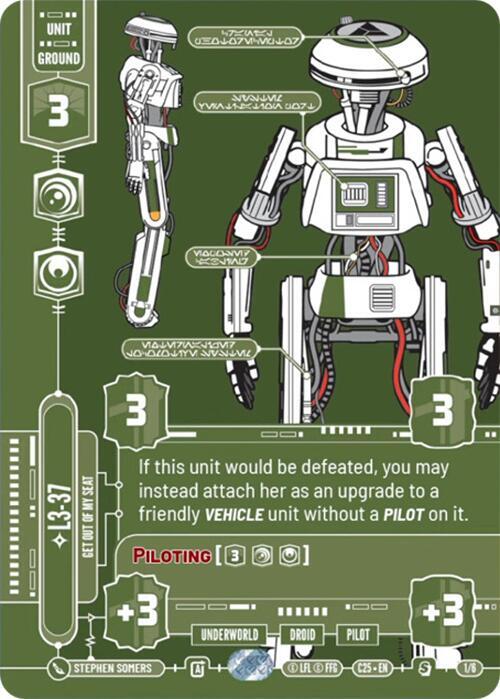 L3-37 - Get Out Of My Seat 45663 2025 Convention Exclusive Star Wars card