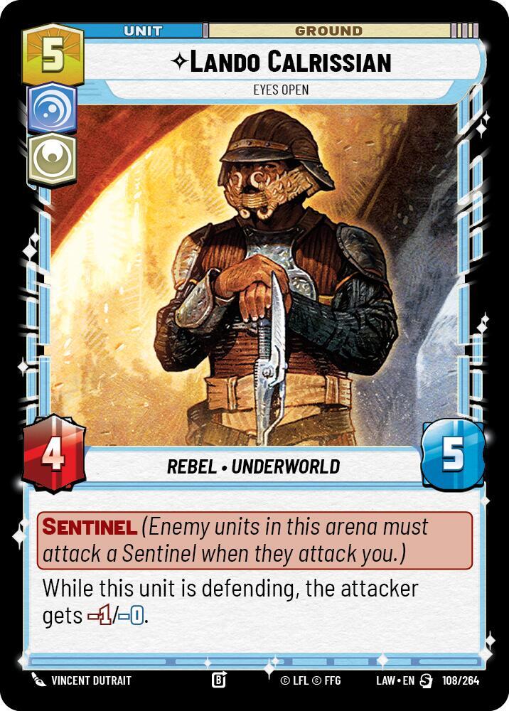 Lando Calrissian - Eyes Open 108/264 A Lawless Time Star Wars card