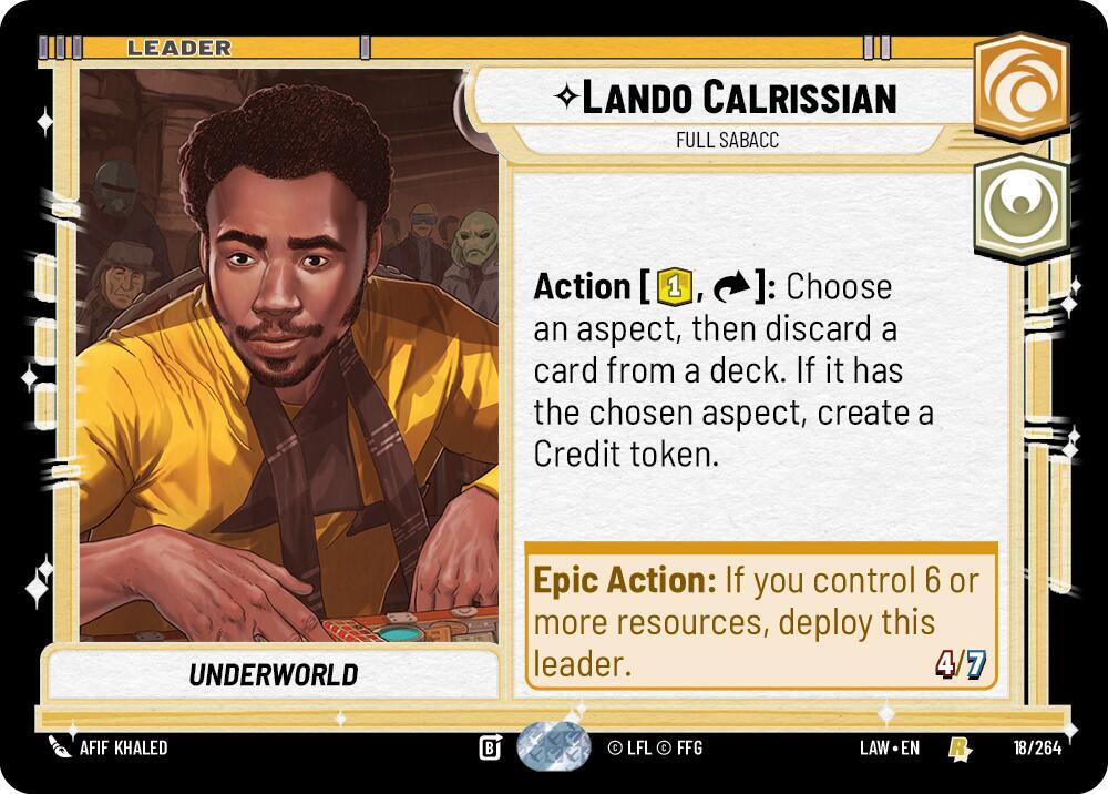 Lando Calrissian - Full Sabacc 18/264 A Lawless Time Star Wars card