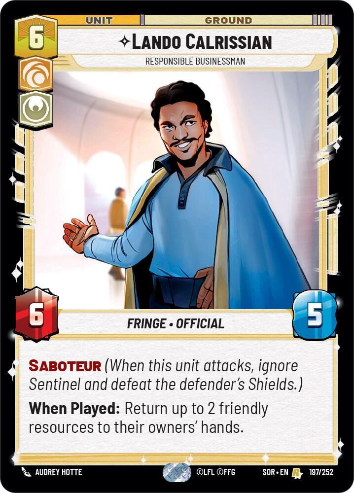 Lando Calrissian - Responsible Businessman 197/252 Spark of Rebellion Star Wars card