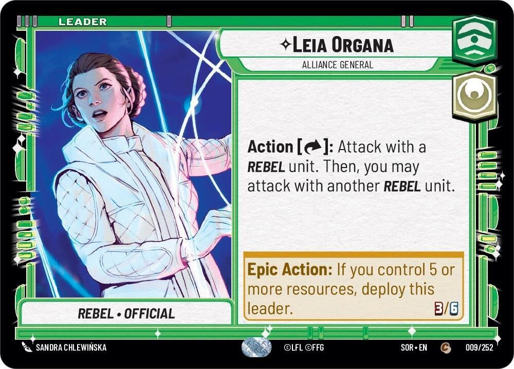Leia Organa - Alliance General 009/252 Spark of Rebellion Star Wars card