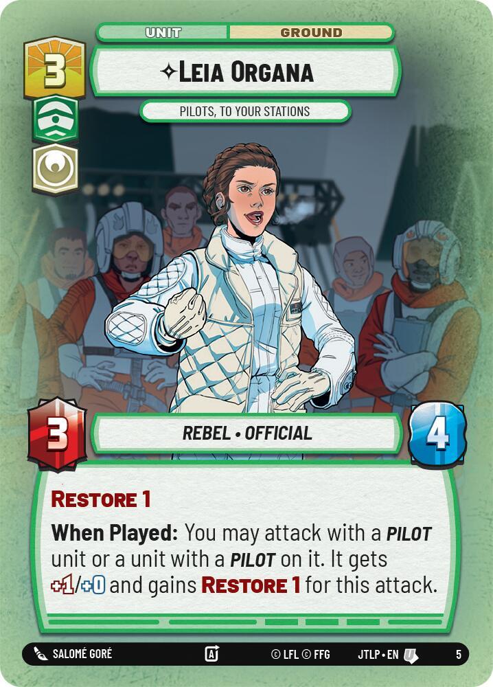 Leia Organa - Pilots, To Your Stations 5 Jump to Lightspeed - Weekly Play Promos Star Wars card