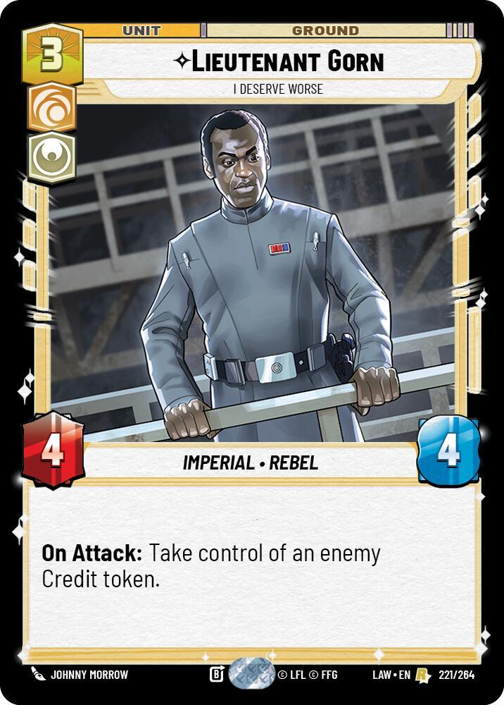 Lieutenant Gorn - I Deserve Worse 221/264 A Lawless Time Star Wars card