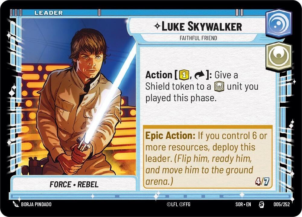 Luke Skywalker - Faithful Friend 005/252 Spark of Rebellion Star Wars card