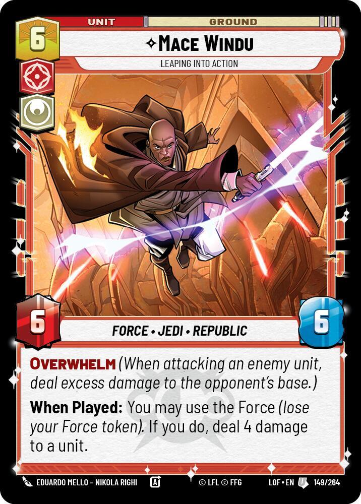 Mace Windu - Leaping into Action 149/264 Legends of the Force Star Wars card