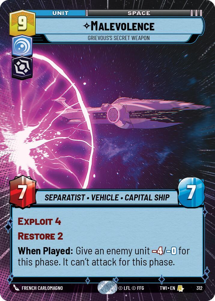 Malevolence - Grievous's Secret Weapon (Hyperspace) 312 Twilight of the Republic Star Wars card
