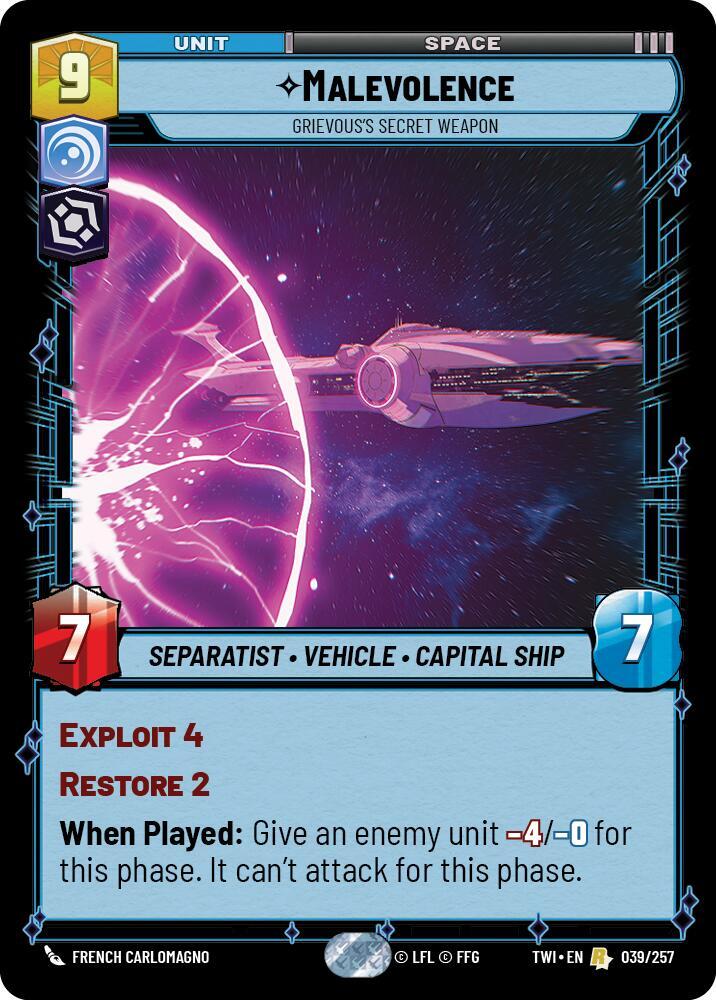Malevolence - Grievous’s Secret Weapon 039/257 Twilight of the Republic Star Wars card
