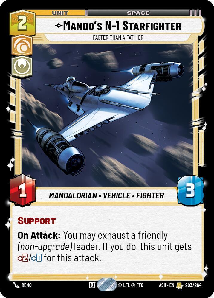 Mando's N-1 Starfighter - Faster than a Fathier 203/264 Ashes of the Empire Star Wars card