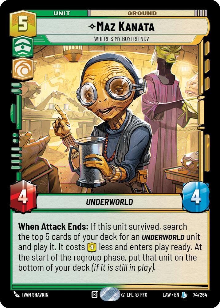 Maz Kanata - Where's My Boyfriend? 74/264 A Lawless Time Star Wars card