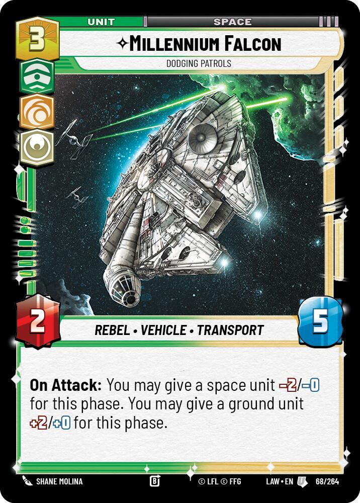 Millennium Falcon - Dodging Patrols 68/264 A Lawless Time Star Wars card