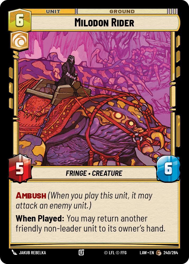 Milodon Rider 240/264 A Lawless Time Star Wars card