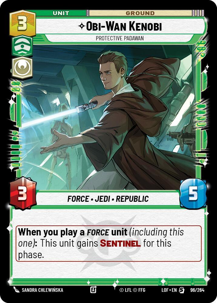 Obi-Wan Kenobi - Protective Padawan 096/264 Legends of the Force Star Wars card