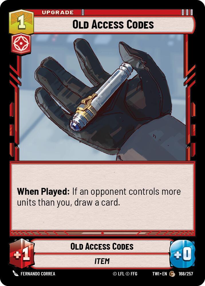 Old Access Codes 168/257 Twilight of the Republic Star Wars card