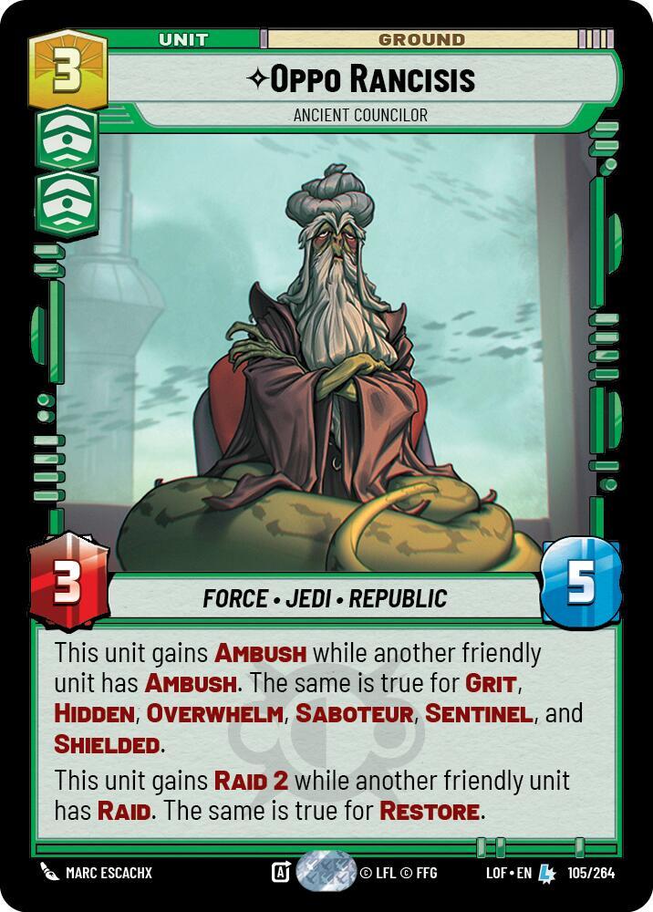 Oppo Rancisis - Ancient Councilor 105/264 Legends of the Force Star Wars card