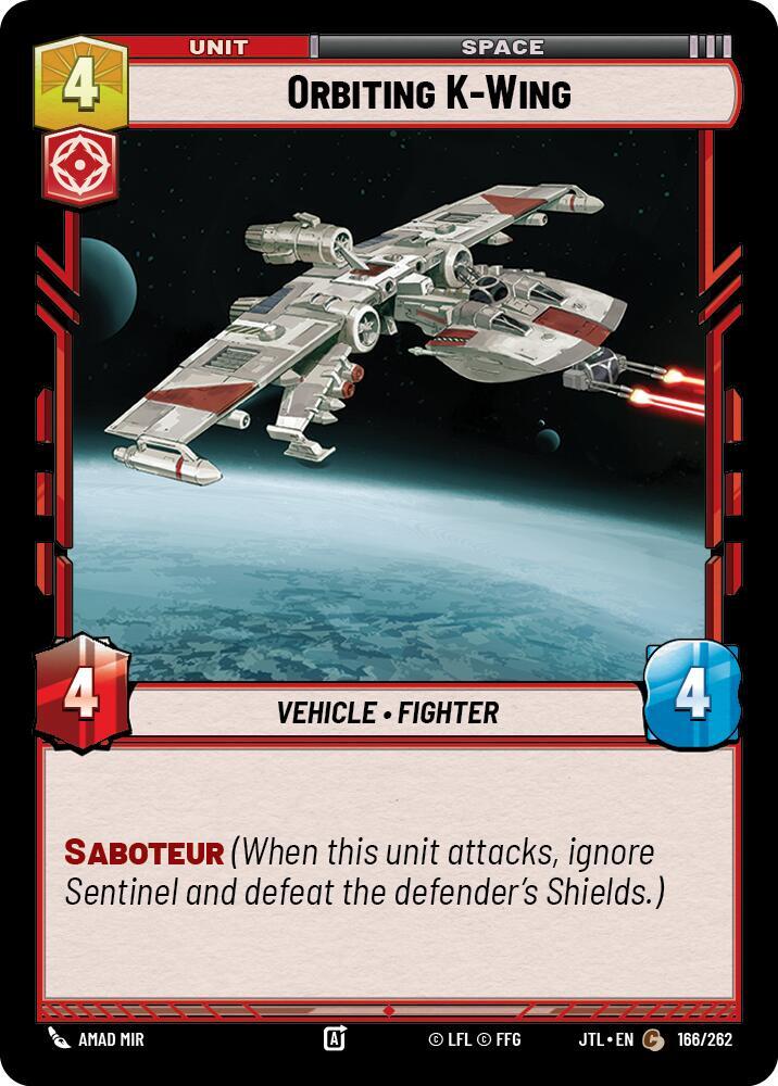 Orbiting K-Wing 166/262 Jump to Lightspeed Star Wars card