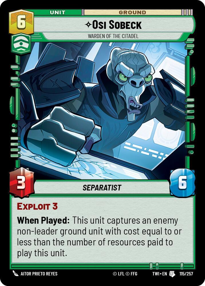 Osi Sobeck - Warden of the Citadel 115/257 Twilight of the Republic Star Wars card