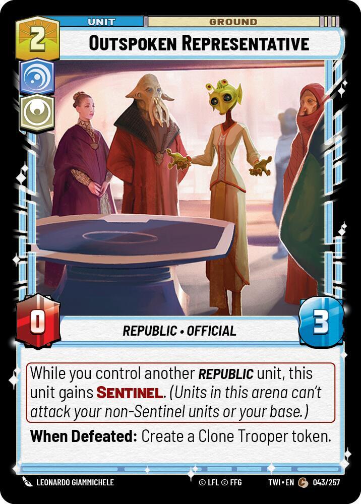 Outspoken Representative 043/257 Twilight of the Republic Star Wars card