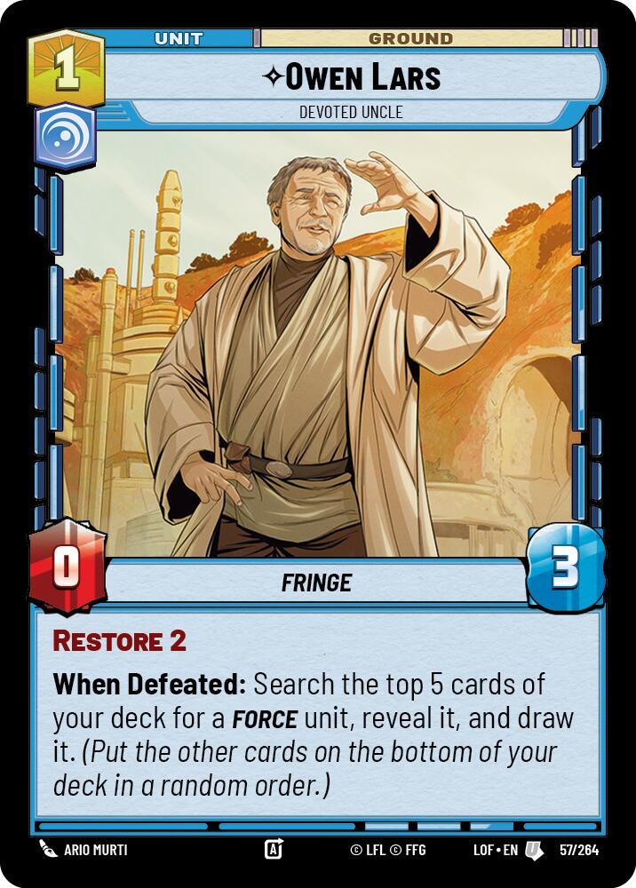 Owen Lars - Devoted Uncle 057/264 Legends of the Force Star Wars card
