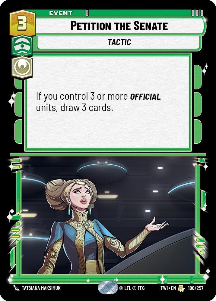 Petition the Senate 100/257 Twilight of the Republic Star Wars card