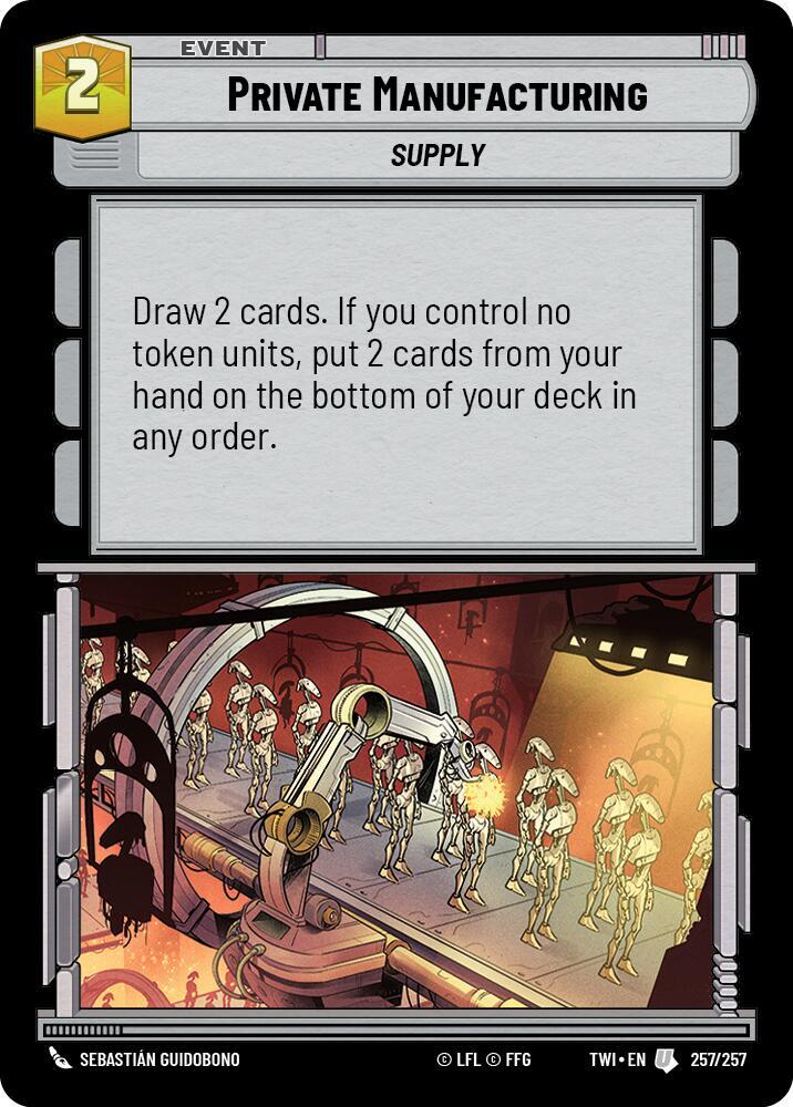 Private Manufacturing 257/257 Twilight of the Republic Star Wars card