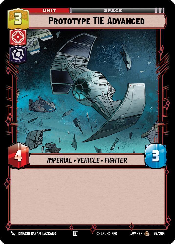 Prototype TIE Advanced 175/264 A Lawless Time Star Wars card