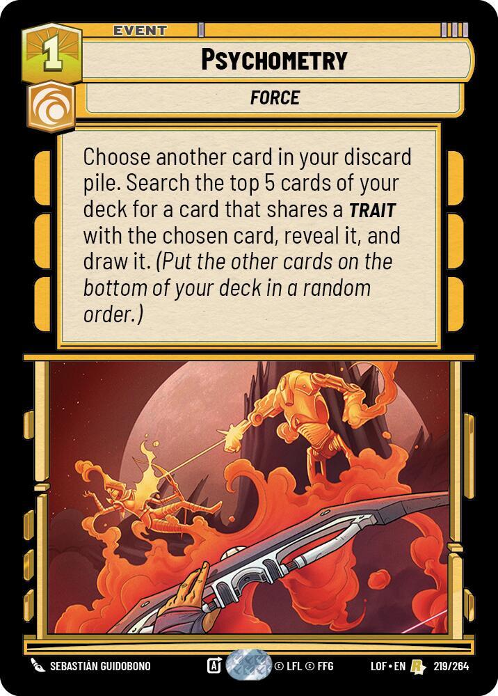 Psychometry 219/264 Legends of the Force Star Wars card