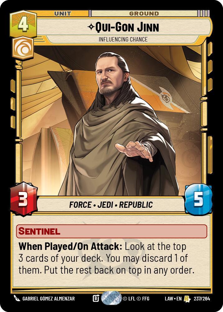 Qui-Gon Jinn - Influencing Chance 237/264 A Lawless Time Star Wars card