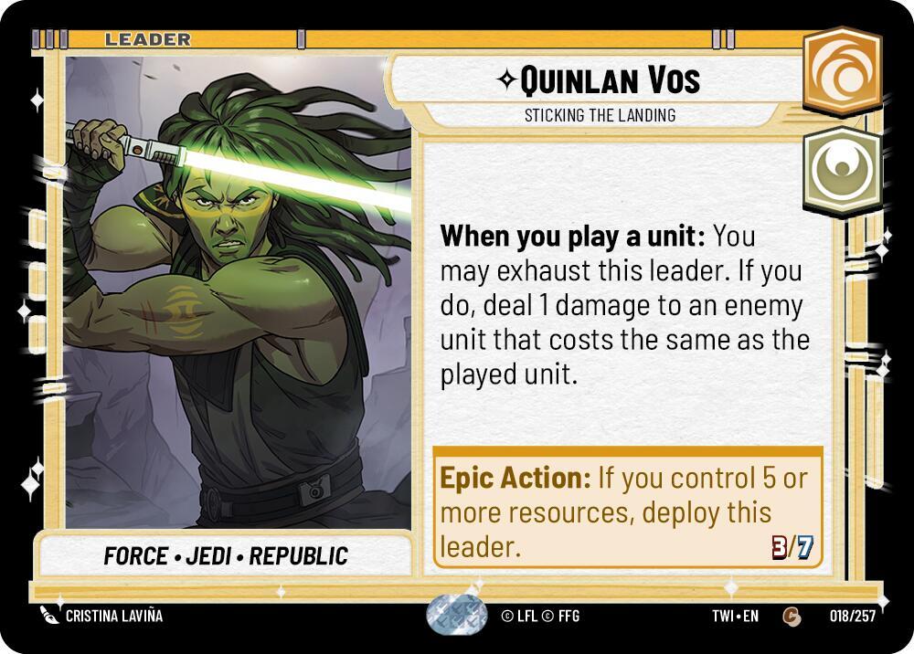 Quinlan Vos - Sticking the Landing 018/257 Twilight of the Republic Star Wars card
