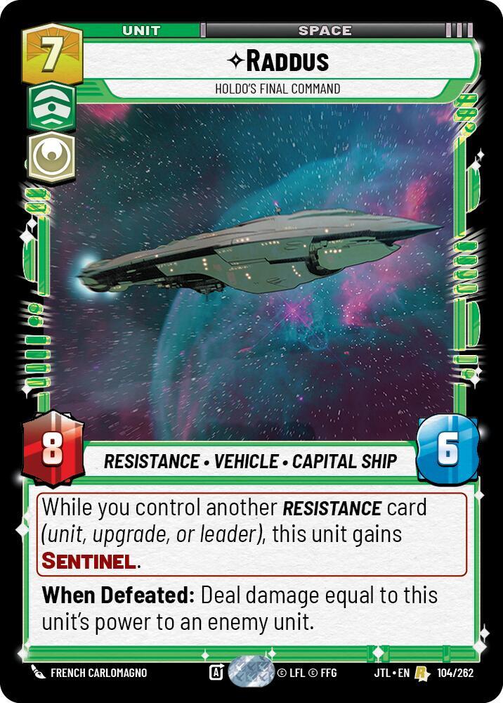 Raddus - Holdo's Final Command 104/262 Jump to Lightspeed Star Wars card
