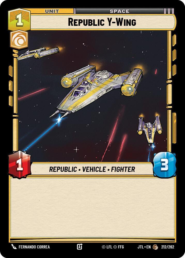Republic Y-Wing 212/262 Jump to Lightspeed Star Wars card