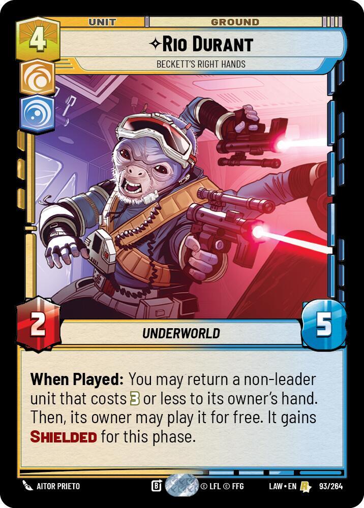 Rio Durant - Beckett's Right Hands 93/264 A Lawless Time Star Wars card